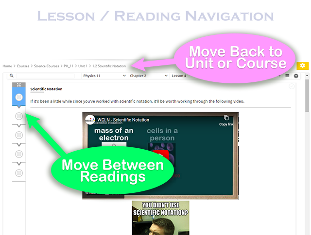 lesson navigation